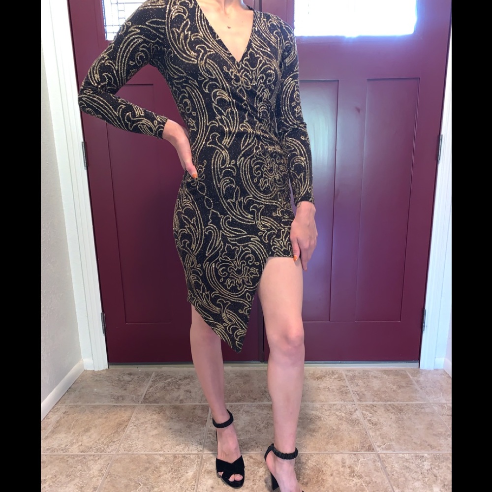 Sparkly long sleeve mini dress